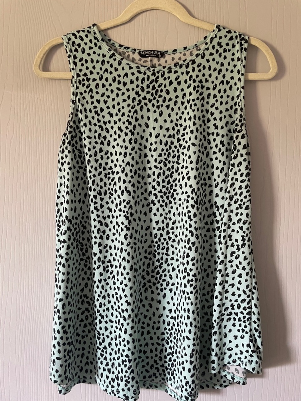 HEIMISH USA Mint Green Sleeveless Leopard Print Swing Tank